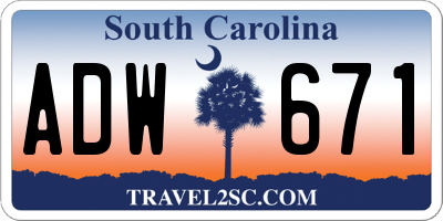 SC license plate ADW671