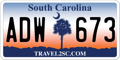 SC license plate ADW673