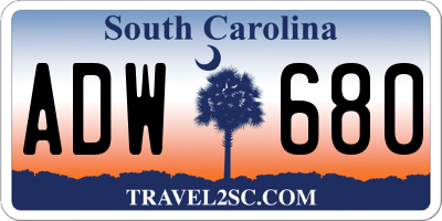 SC license plate ADW680