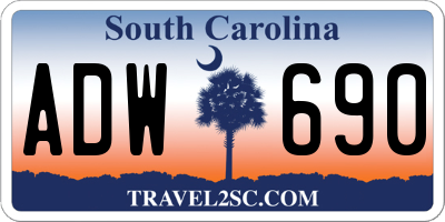 SC license plate ADW690