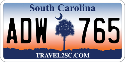 SC license plate ADW765