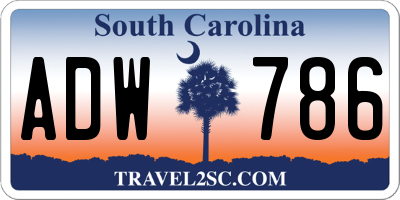 SC license plate ADW786