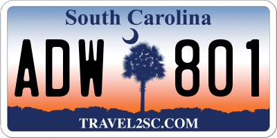 SC license plate ADW801