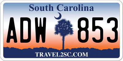 SC license plate ADW853