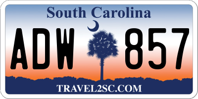SC license plate ADW857