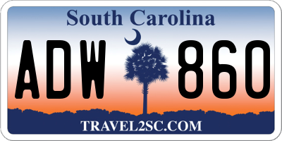SC license plate ADW860