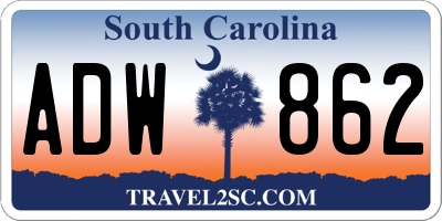 SC license plate ADW862