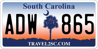 SC license plate ADW865