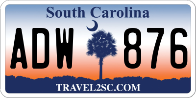 SC license plate ADW876