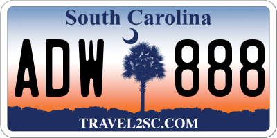 SC license plate ADW888