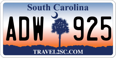 SC license plate ADW925
