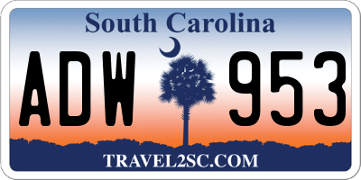 SC license plate ADW953