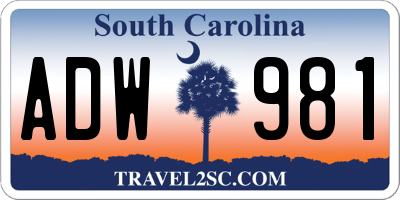 SC license plate ADW981