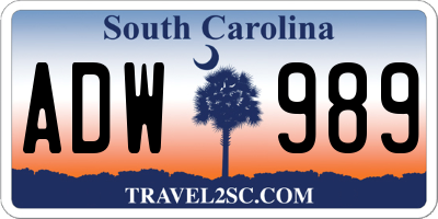 SC license plate ADW989