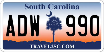 SC license plate ADW990