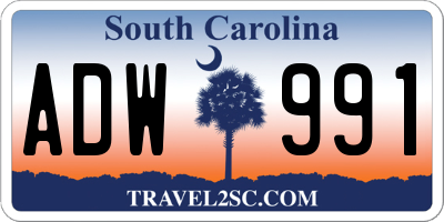 SC license plate ADW991