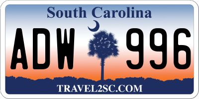 SC license plate ADW996