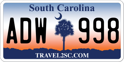 SC license plate ADW998