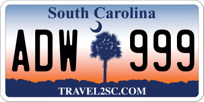 SC license plate ADW999