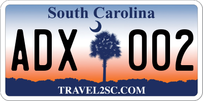 SC license plate ADX002
