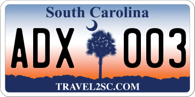 SC license plate ADX003