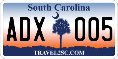 SC license plate ADX005