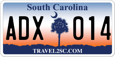 SC license plate ADX014