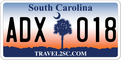 SC license plate ADX018