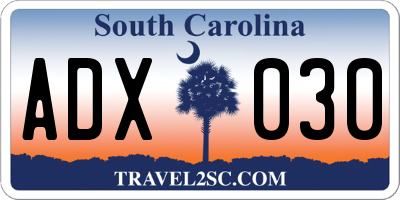 SC license plate ADX030