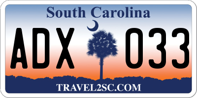 SC license plate ADX033
