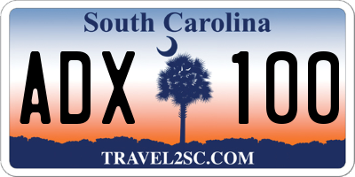 SC license plate ADX100