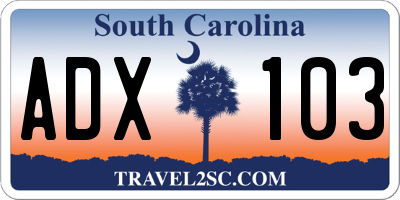 SC license plate ADX103