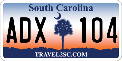 SC license plate ADX104