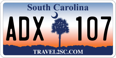 SC license plate ADX107