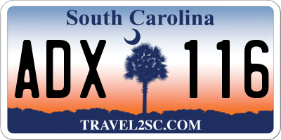 SC license plate ADX116