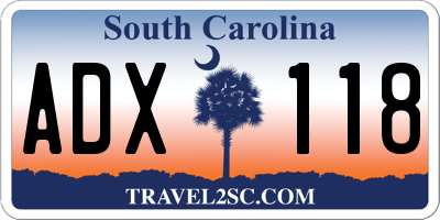 SC license plate ADX118