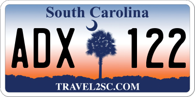 SC license plate ADX122