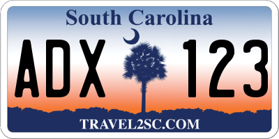SC license plate ADX123
