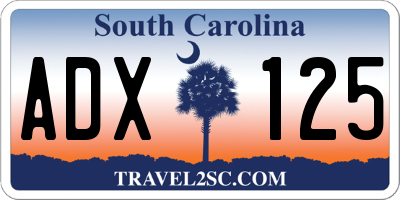 SC license plate ADX125