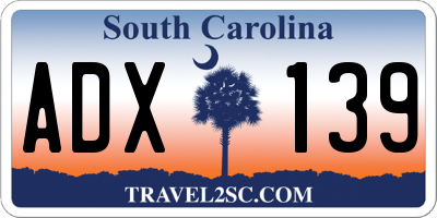 SC license plate ADX139