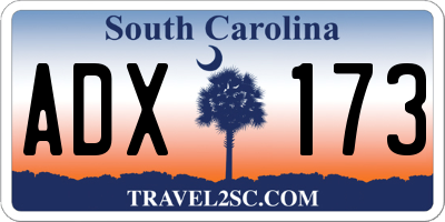 SC license plate ADX173