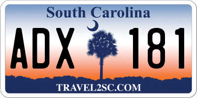 SC license plate ADX181
