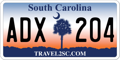 SC license plate ADX204