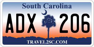 SC license plate ADX206