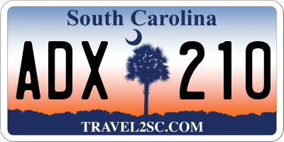 SC license plate ADX210
