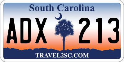 SC license plate ADX213