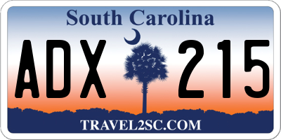 SC license plate ADX215