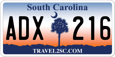 SC license plate ADX216
