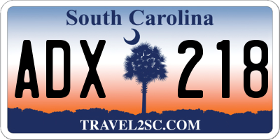 SC license plate ADX218