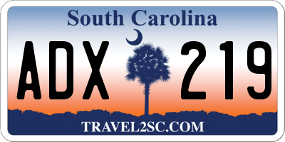 SC license plate ADX219